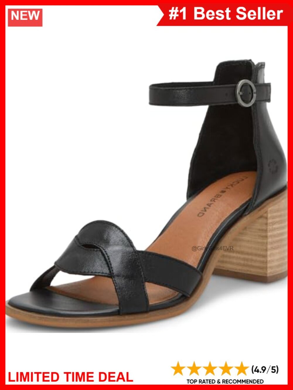 Lucky Brand Sarwa Ankle Strap Heeled Sandal Women's Leather Block Heel